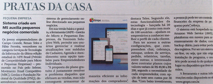 Correio do Estado: Sistema criado em MS auxilia pequenos negócios comerciais